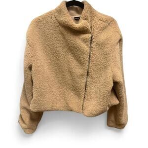 y2k fuzzy sherpa teddy moto jacket womens size L